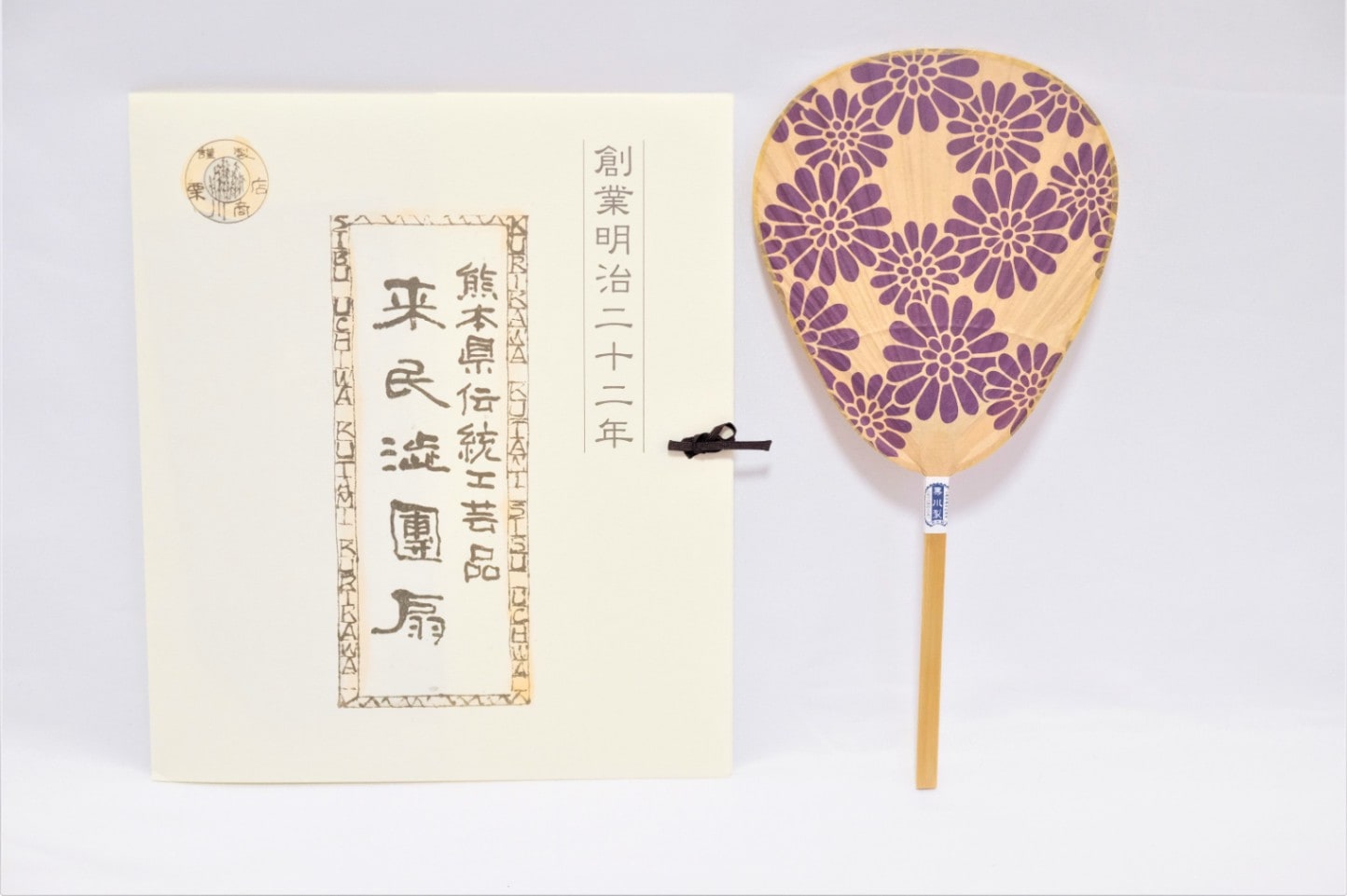 熊本県からの贈り物 来民渋うちわ 仏扇 伊勢型 《紫花》