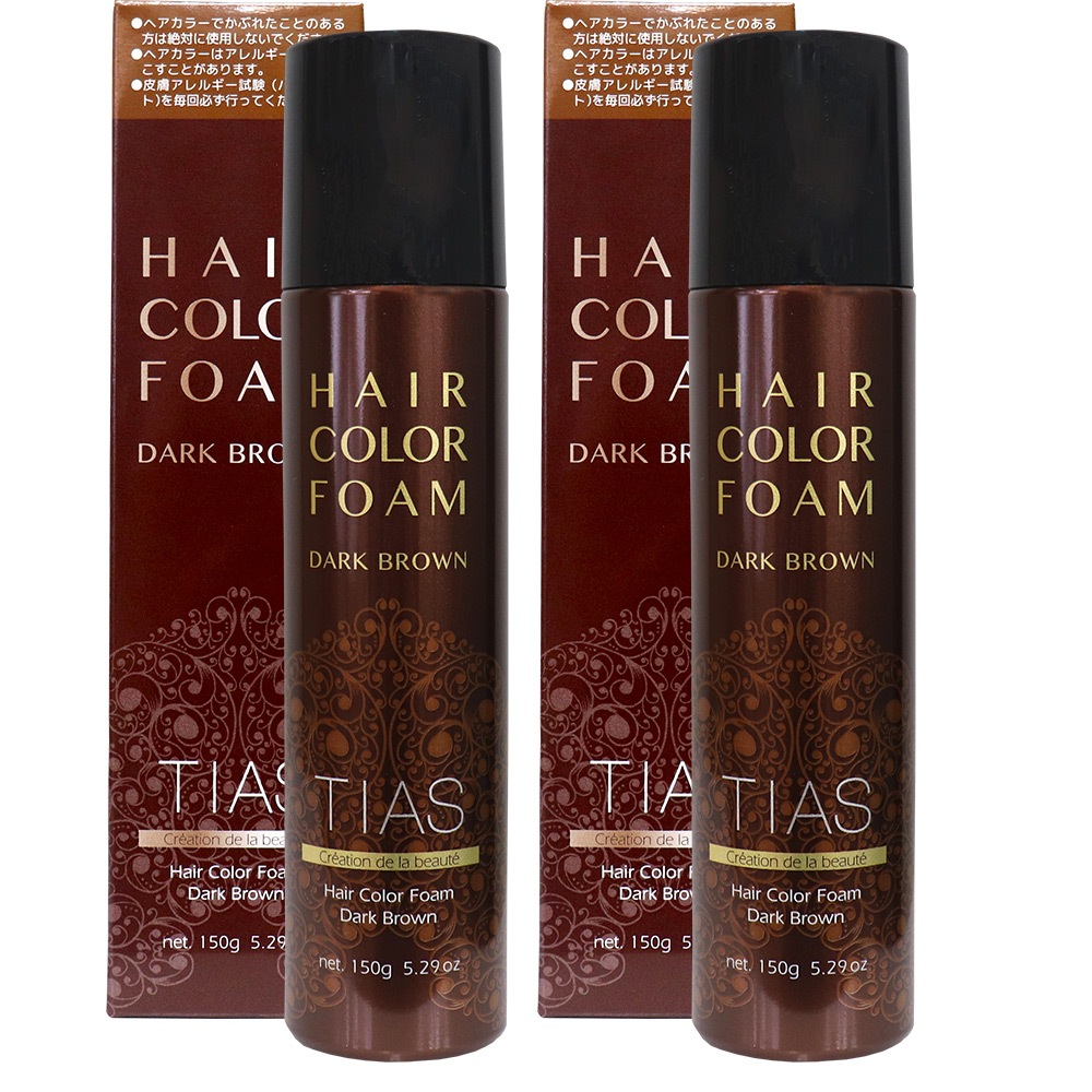 白髪染め TIASヘアカラー 泡 泡で簡単に染まる永久染毛剤 150g 2個 1