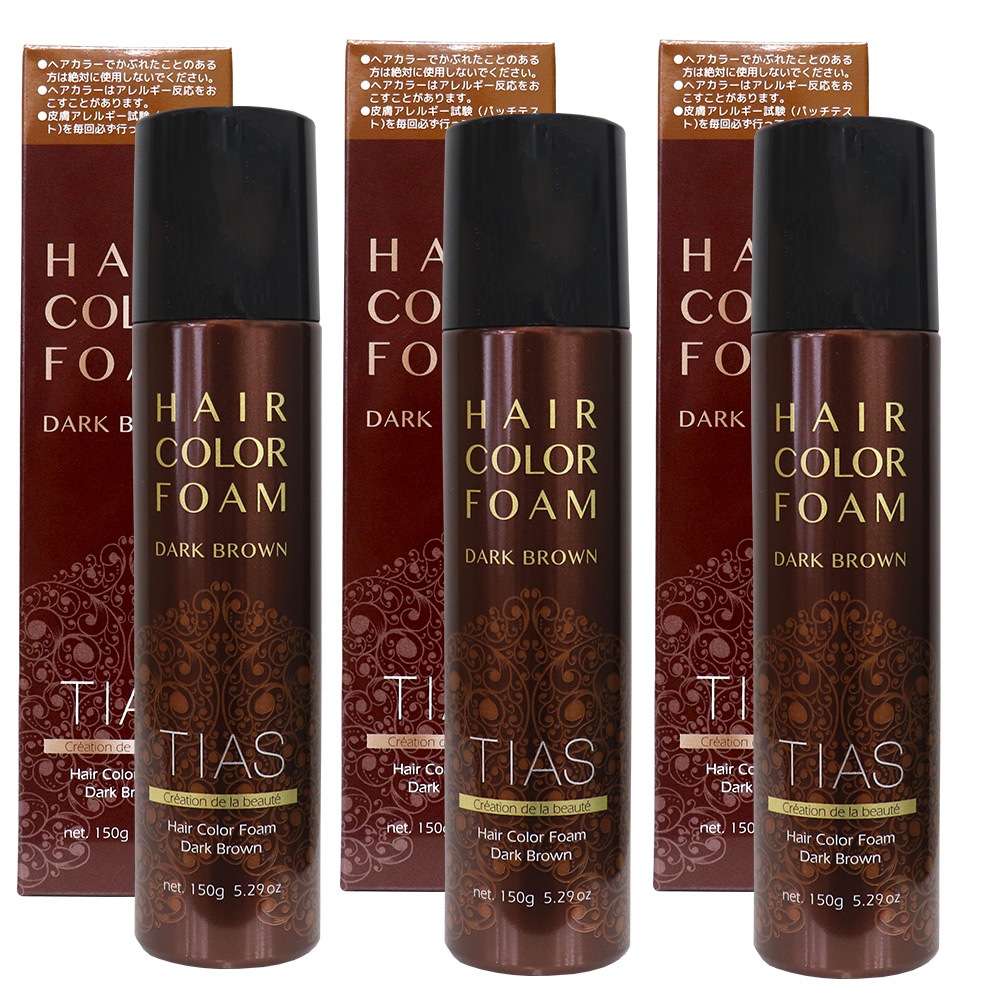白髪染め TIASヘアカラー 泡 泡で簡単に染まる永久染毛剤 150g