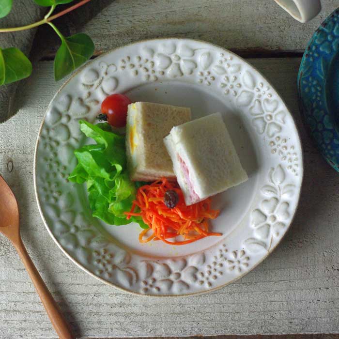  花柄皿 6枚セット 益子焼 ガーデン プレート（L）kinari 益子焼 ナチュラル かわいい 中