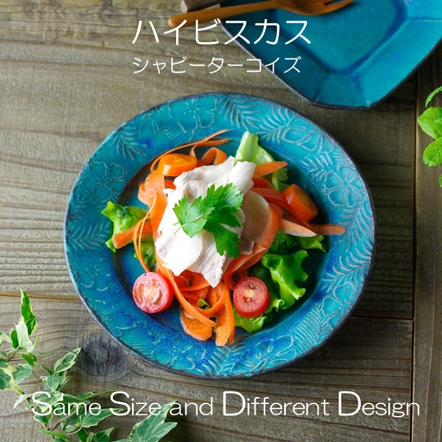 ハイビスカス シャビーターコイズ SSDDシリーズ 益子焼 中皿 取り皿