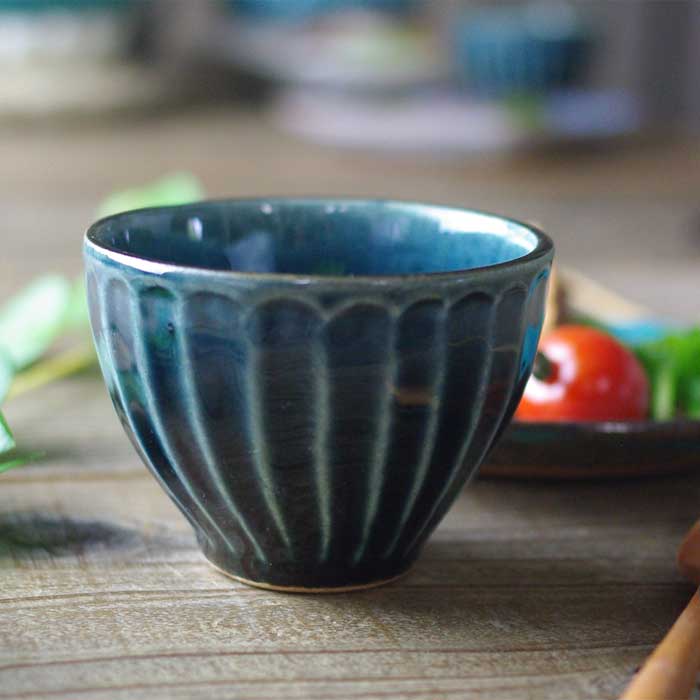 瑠璃釉 カップ小（湯のみ） 益子焼 瑠璃色 ネイビー ブルー 藍色 紺