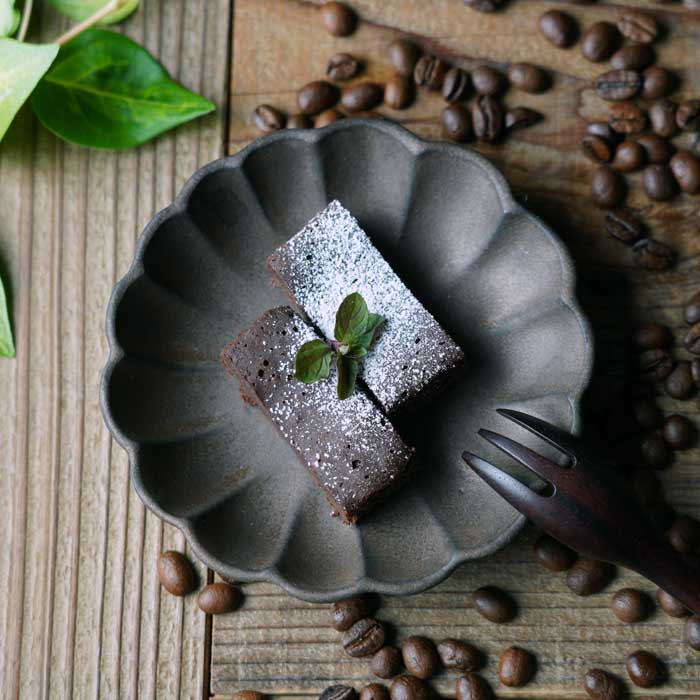 益子焼 リンカ皿（小） ビジュゴールド 小皿 輪花皿 茶色 アンティーク