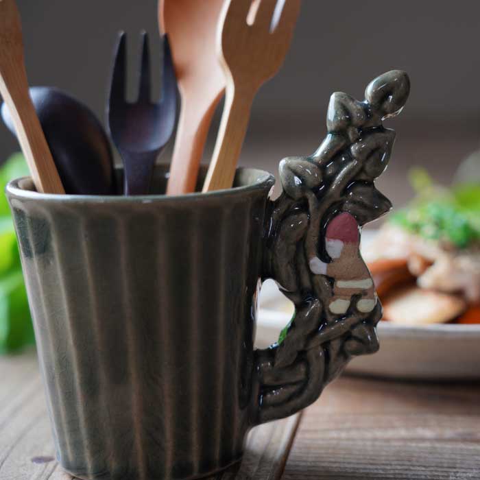 益子焼 ジャックと豆の木のマグ 【グレー】童話シリーズ マグカップ