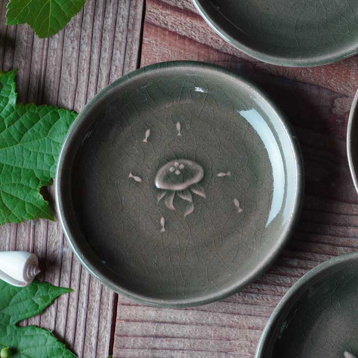 京焼 三浦竹泉 豆皿 小皿 醤油皿 5枚　箱なし 群青5柄 豆皿 しゅうゆ皿 小皿 5枚セット 水玉/渦/リーフ/十草/市松