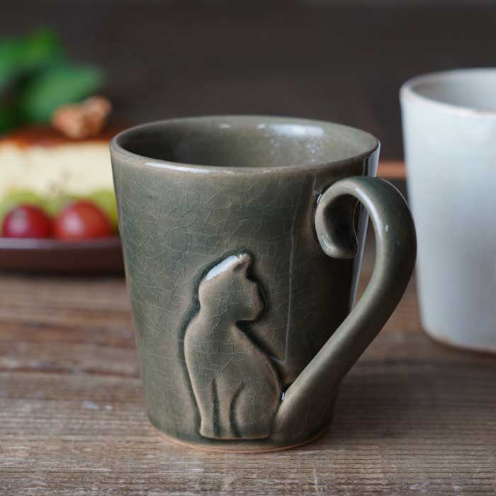 猫の陶器製 マグカップ