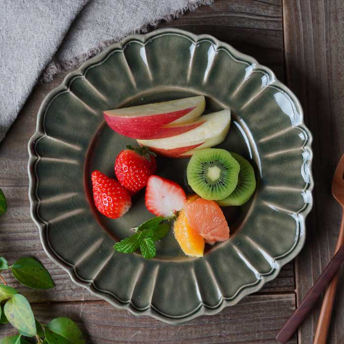 益子焼 ドレスのお皿 グレー / シンデレラシリーズ わかさま陶芸 童話