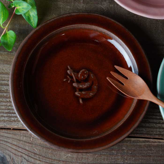 益子焼 ナマケモノの小皿 zooシリーズ わかさま陶芸 動物 ブラウン