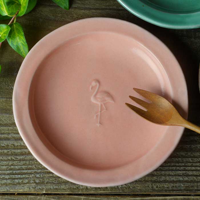 益子焼 フラミンゴの小皿 zooシリーズ わかさま陶芸 動物 ピンク