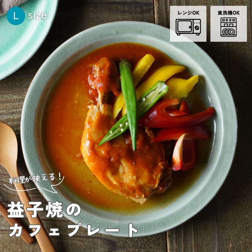 益子焼 ビーチグラス プレートL ブルーグレー わかさま陶芸 ワン