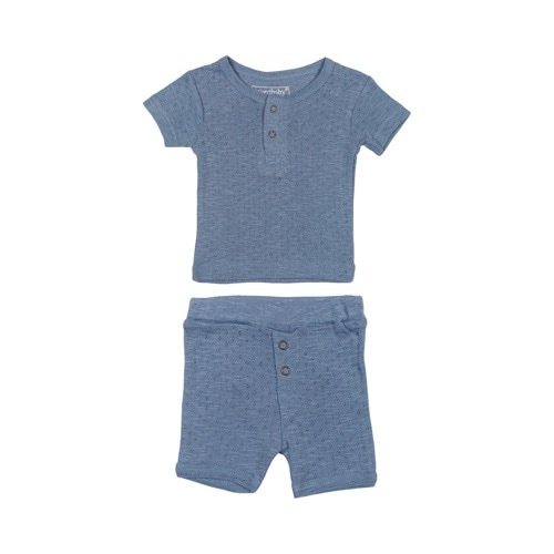 Pointelle Henley Tee＆Shorts Set【全5色】