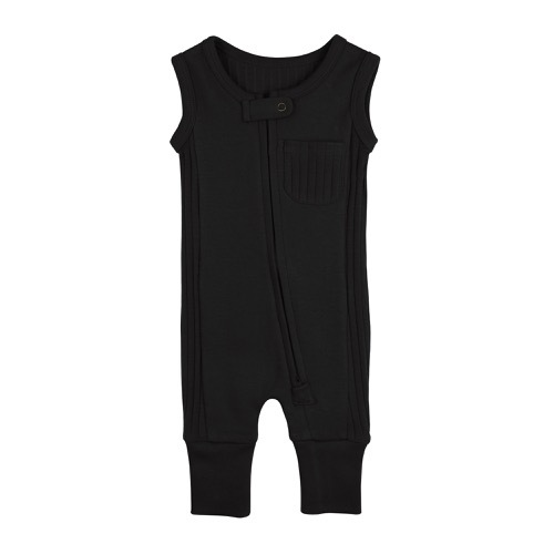 Ribbed Sleeveless Zip Romper【全5色】