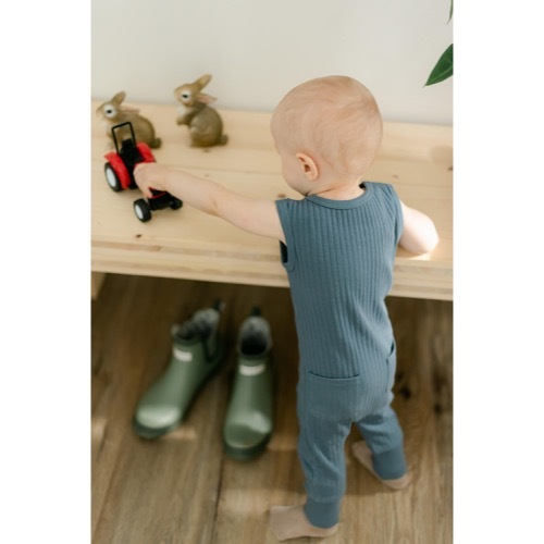 Ribbed Sleeveless Zip Romper【全5色】