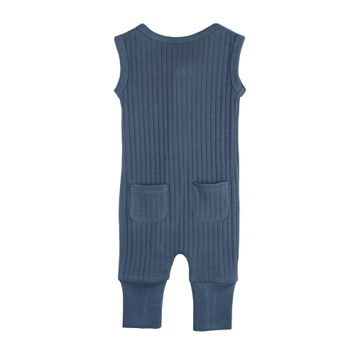 Ribbed Sleeveless Zip Romper【全5色】