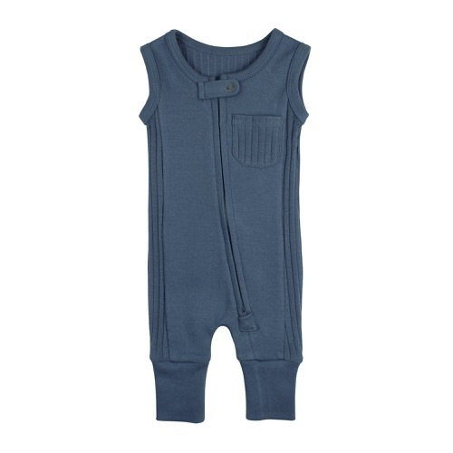 Ribbed Sleeveless Zip Romper【全5色】
