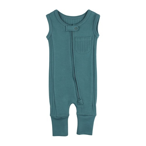 Ribbed Sleeveless Zip Romper【全5色】