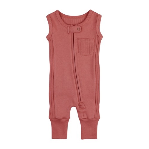 Ribbed Sleeveless Zip Romper【全5色】