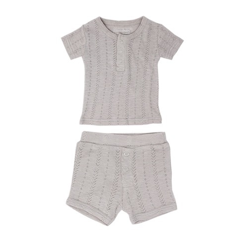 Pointelle Henley Tee＆Shorts Set【全5色】