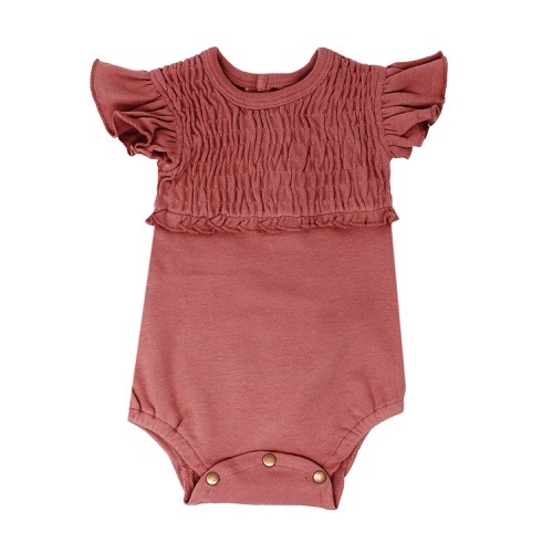 【Outlet】Smocked S/Sleeve Bodysuits【全3色】