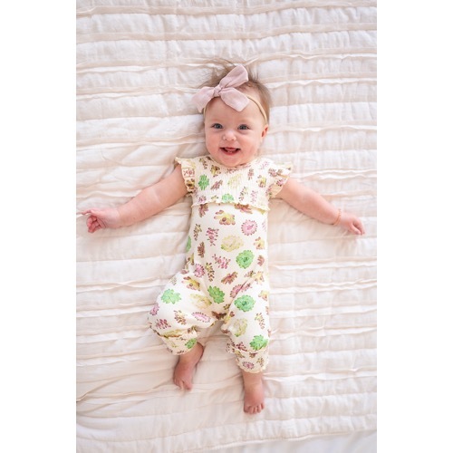 Cross-Back Smocked S/Sleeve Romper