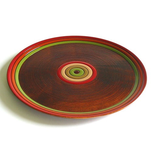 丸盆　独楽文様　尺 (NC-604)　木製・漆塗りのお盆　直径30cm|お盆・トレー|食器・キッチン