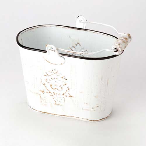 ミニバケツ　白　アンティーク仕上げ　Mini bucket  Antique style|籠・小物入れ|インテリア