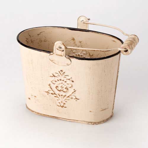 ミニバケツ　ベージュ　アンティーク仕上げ　Mini bucket  Antique style|籠・小物入れ|インテリア