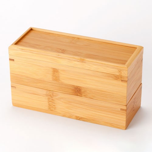 竹の弁当箱　スス細長二段弁当箱 (5506)　シール蓋付き　Lunch box of bamboo|弁当箱|食器・キッチン