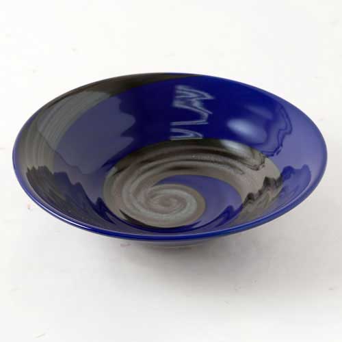 【半額・在庫処分】大鉢　銀彩ブルーリップル8.0鉢 (MB)　Large bowl of pottery　※在庫限り