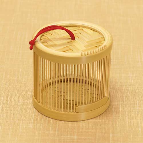 駿河竹千筋細工　虫篭・ミニ丸　静岡県伝統工芸品　久保田正嘉 作　職人が竹ひごを組んで千筋にして作り上げられた置物|置物|インテリア