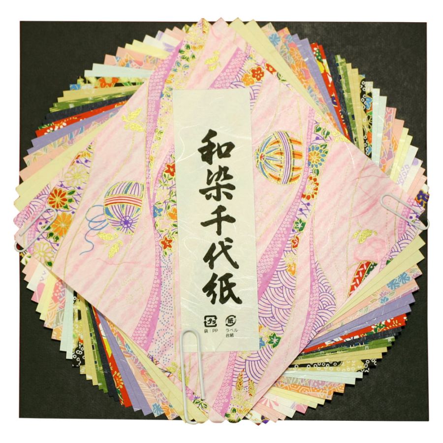和染千代紙セット 15×15cm 30枚入り｜淡い色合いの、和紙の千代紙