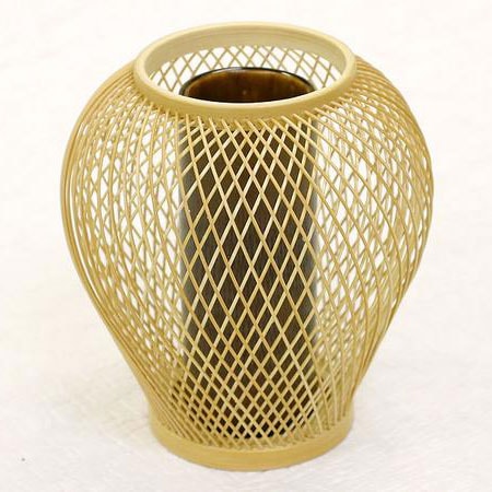 駿河竹千筋細工　花器　涼香（さらし）　静岡県伝統工芸品　黒田雅年 作　職人が竹ひごを組んで千筋にして作り上げられた花瓶　繊細で滑らかな曲線美|花器・花瓶|インテリア