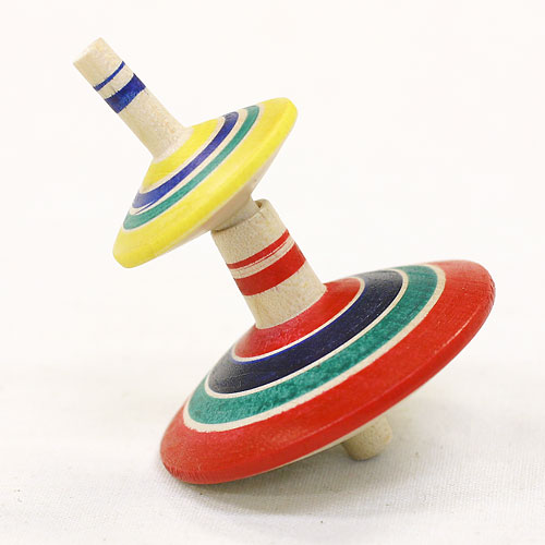 曲芸二段回し！　２段こま　山形県の木地玩具