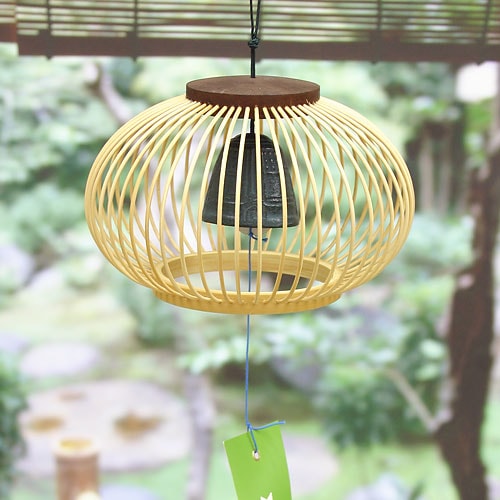 駿河竹千筋細工　風鈴　清風 (H-3)　静岡県伝統工芸品　杉山雅泰 作　職人が竹ひごを組んで千筋にして作り上げられたインテリア　繊細で滑らかな曲線美|風鈴|インテリア