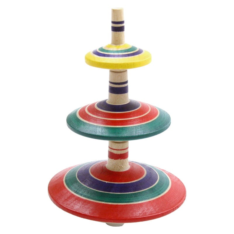 曲芸三段回し！　三段独楽　山形県の木地玩具