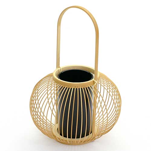 駿河竹千筋細工　花器　椿（さらし）　静岡県伝統工芸品　伝統工芸士・黒田英一 作　職人が竹ひごを組んで千筋にして作り上げられた花瓶　繊細で滑らかな曲線美|花器・花瓶|インテリア