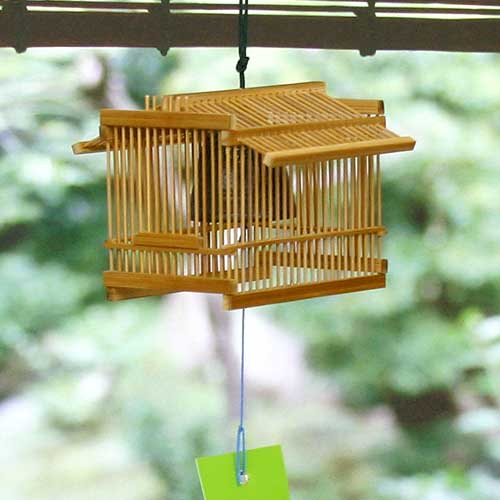 駿河竹千筋細工　風鈴　虫篭 (H-4)　静岡県伝統工芸品　杉山雅泰 作　職人が竹ひごを組んで千筋にして作り上げられたインテリア　繊細で滑らかな曲線美|風鈴|インテリア