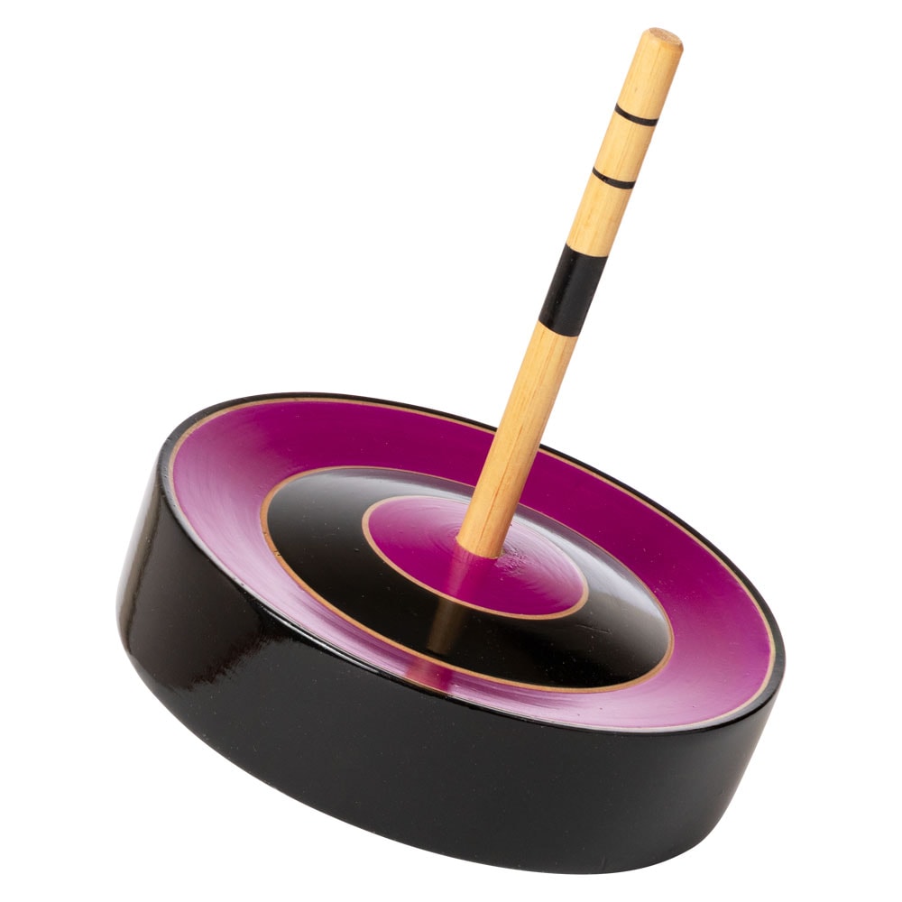 笠独楽　ずっしりと安定して回る手もみこま　山形県の木地玩具　Wooden toy  Yamagata craft