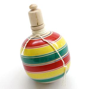 とび出し独楽　回すと中からコマが飛び出す仕掛けこま　山形県の木地玩具