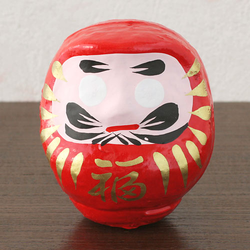七転八起、祈願達成の縁起物　福だるま３号（張子）赤