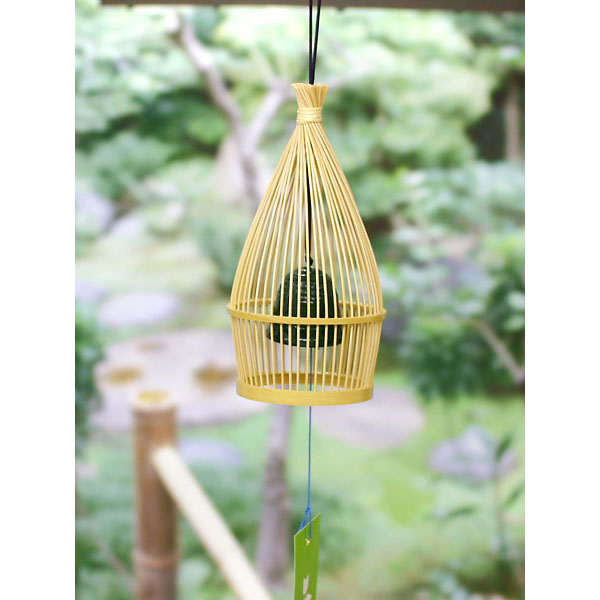 駿河竹千筋細工　風鈴　もじり (H-2)　職人が竹ひごを組んで千筋にして作り上げられたインテリア　繊細で滑らかな曲線美|風鈴|インテリア