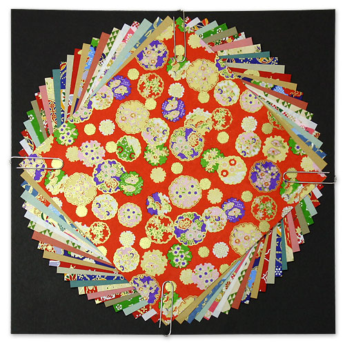 民芸千代紙セット・特大　19.5×19.5cm　24枚入り（千代紙12＋和紙色紙12枚）