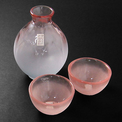はなほのか 酒器三点揃 桜イメージのガラス製徳利ぐい呑みセット