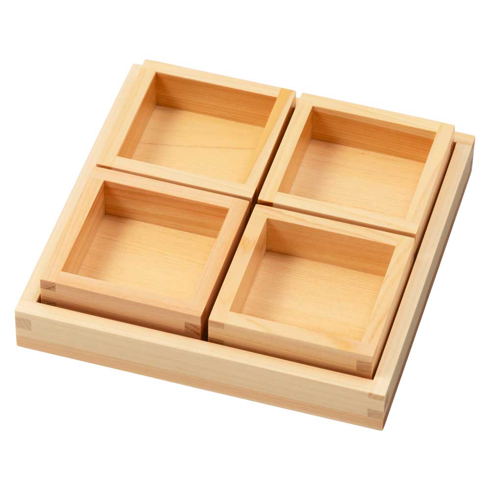 ますや 塗りの枡皿4個セット 岐阜県大垣市の檜製工芸品 | こだわりの