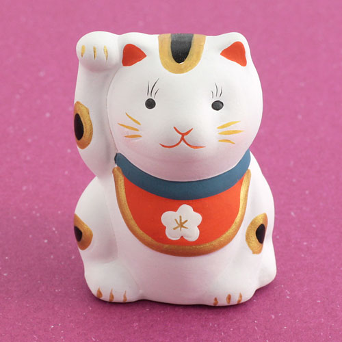 日本市〈福招き猫おみくじ〉白猫|小さな白猫が福を運ぶ、陶器製の招き猫おみくじ
