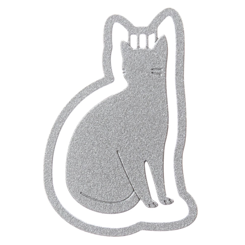 プチクリ　おすわり猫　シルバー(PC004)　10個入り　ステンレス製ねこのゼムクリップ　ファンシー文具　メモやブックマークに使える可愛いステーショナリー