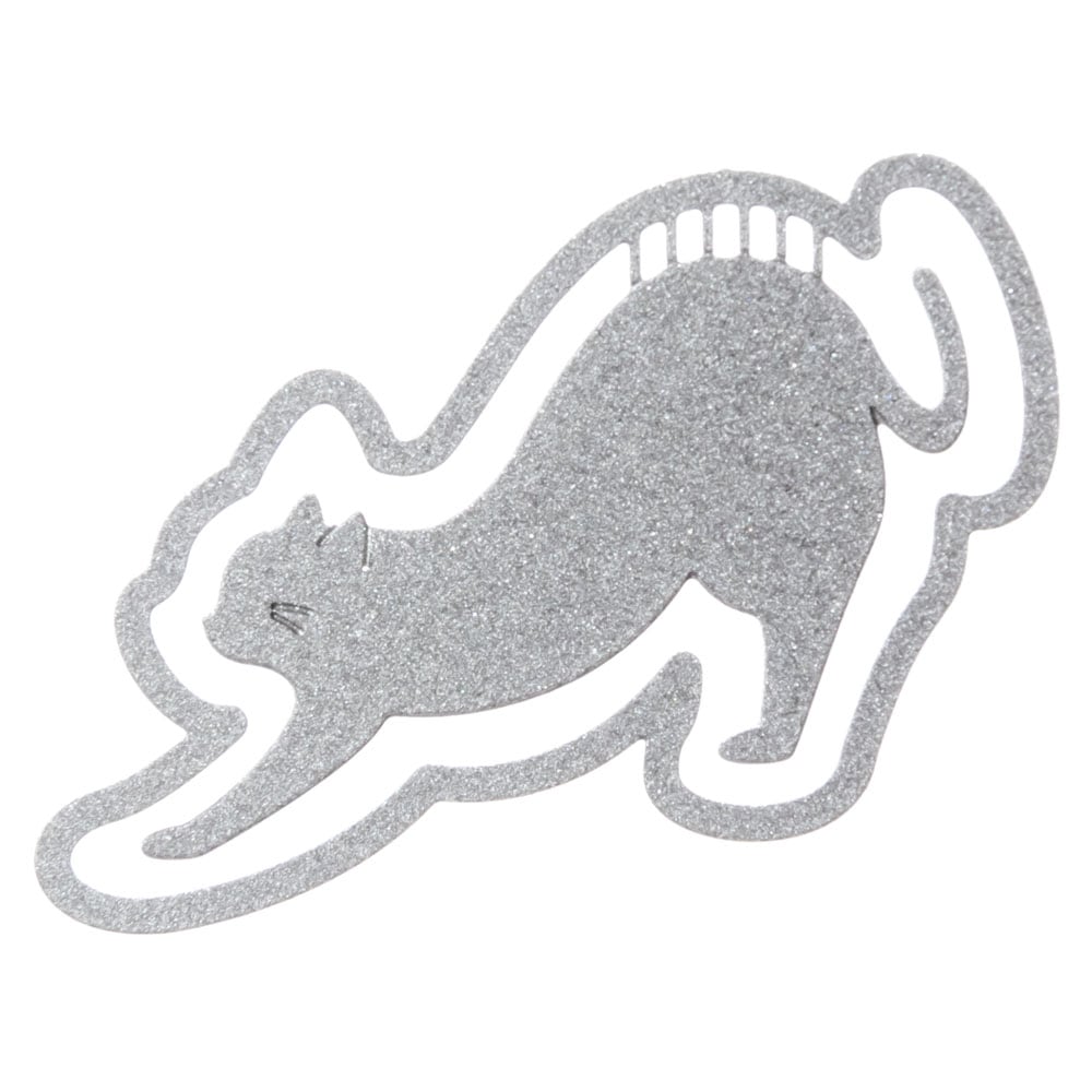 プチクリ　伸び猫　シルバー(PC006)　10個入り　ステンレス製ねこのゼムクリップ　ファンシー文具　メモやブックマークに使える可愛いステーショナリー