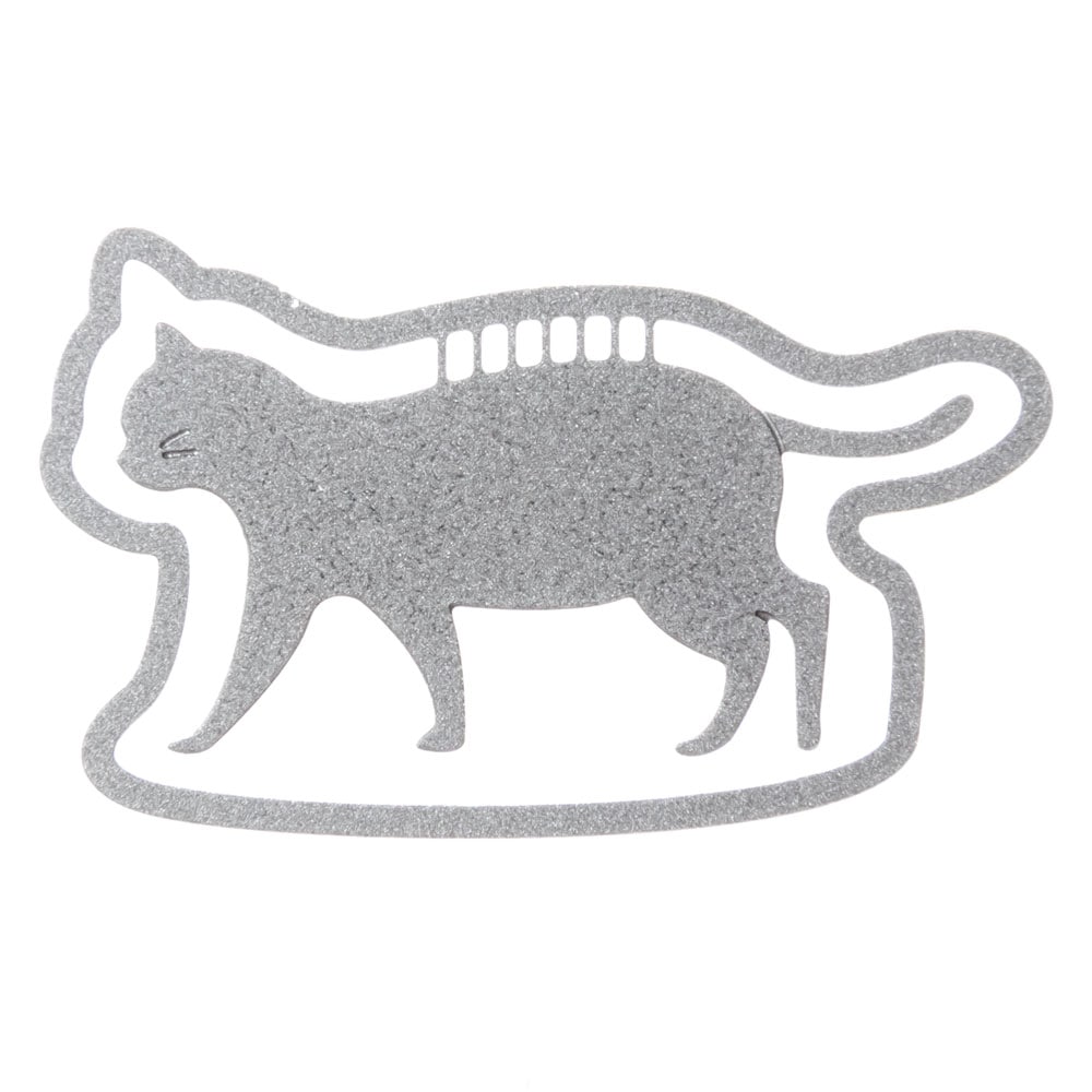 プチクリ　散歩猫　シルバー(PC008)　10個入り　ステンレス製ねこのゼムクリップ　ファンシー文具　メモやブックマークに使える可愛いステーショナリー