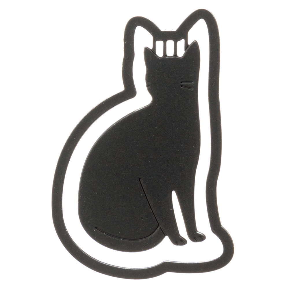 プチクリ　おすわり猫　黒(PC013)　10個入り　ステンレス製ねこのゼムクリップ　ファンシー文具　メモやブックマークに使える可愛いステーショナリー