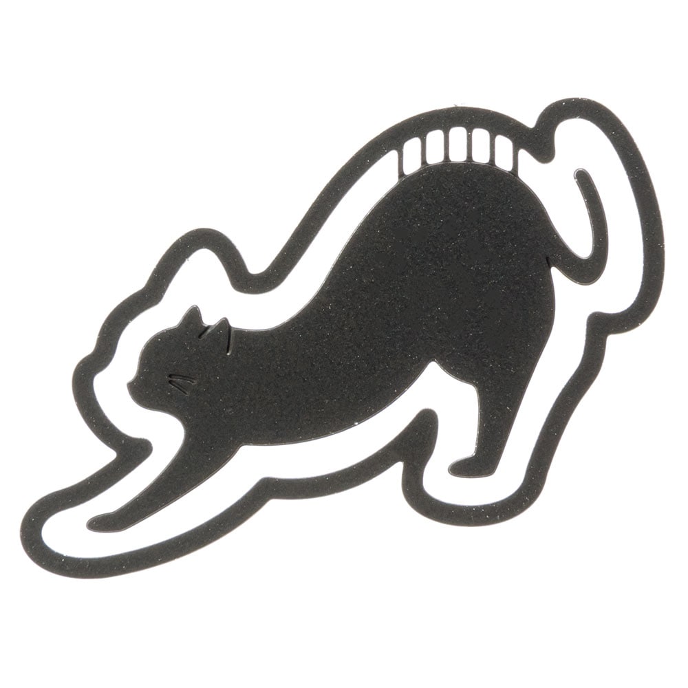 プチクリ　伸び猫　黒(PC015)　10個入り　ステンレス製ねこのゼムクリップ　ファンシー文具　メモやブックマークに使える可愛いステーショナリー